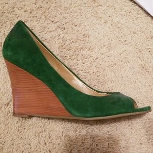 Jade Green Suede Wedges